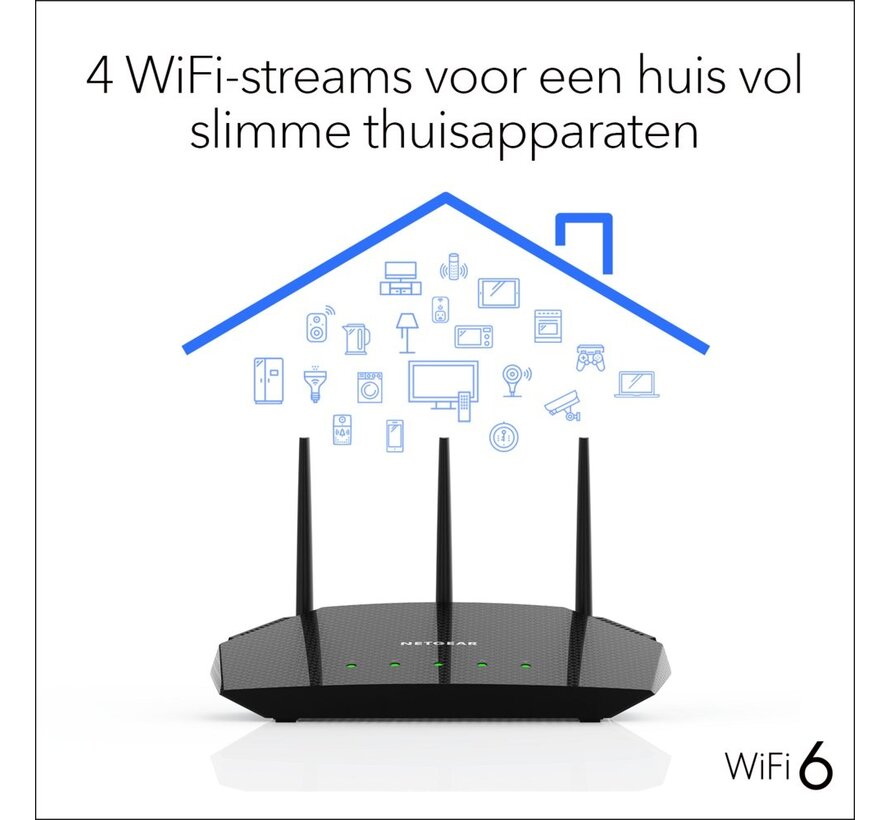 NETGEAR Nighthawk 4-Stream AX1800 | Wifi 6 Router | Gigabit Ethernet Dual-band (2.4 GHz / 5 GHz) | 1200Mbit/s