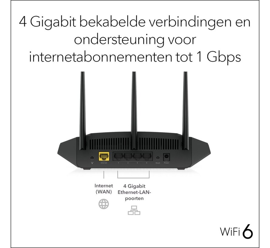 NETGEAR Nighthawk 4-Stream AX1800 | Wifi 6 Router | Gigabit Ethernet Dual-band (2.4 GHz / 5 GHz) | 1200Mbit/s