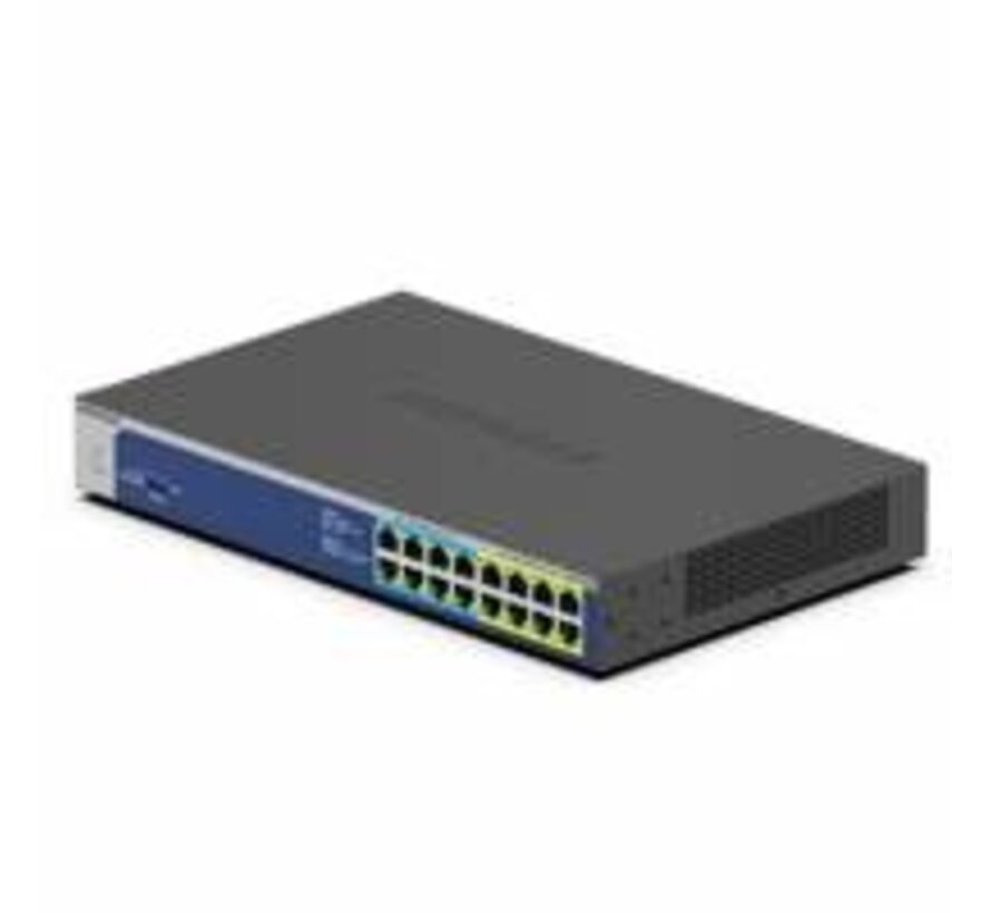 NETGEAR GS516UP | Unmanaged Switch | 16 Poorten | Gigabit Ethernet (10/100/1000 Mbps) | PoE | Grijs
