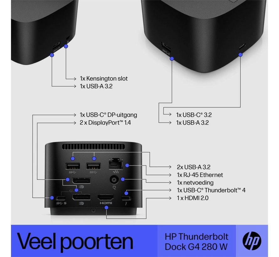 HP Thunderbolt Dock 280W G4 met combokabel