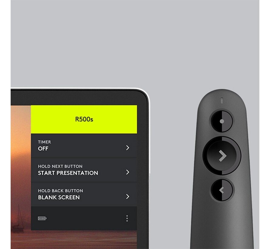 R500 | Draadloze Presenter | Bluetooth/RF | Grafiet | 20 m Bereik | Rood Laser