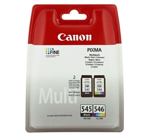 Canon PG-545 / CL-546 Multipack | Inktcartridges | Origineel | Zwart + Cyaan, Magenta, Geel | 2 stuks