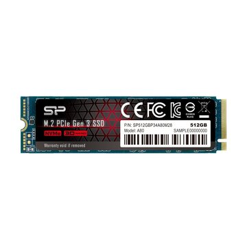 Silicon Power A80 | 512GB NVMe SSD | M.2 Gen3 | 2.700MB/s Lezen | 1.400MB/s Schrijven
