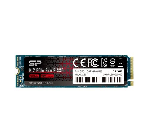 Silicon Power A80 | 512GB NVMe SSD | M.2 Gen3 | 2.700MB/s Lezen | 1.400MB/s Schrijven