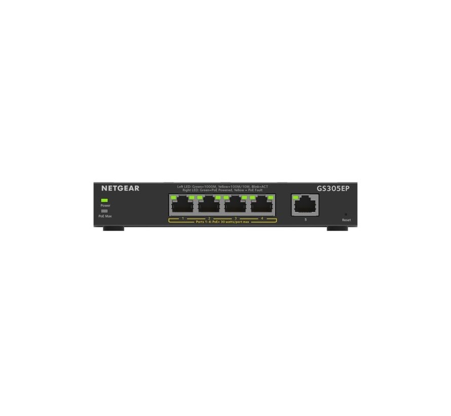 GS305EP Managed L2/L3 Gigabit Ethernet (10/100/1000) Power over Ethernet (PoE) Zwart