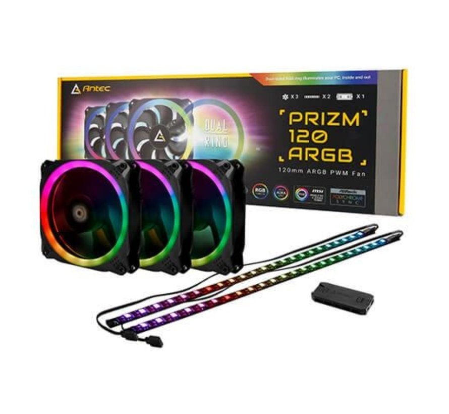 Prizm 120 ARGB 3+2+C Computer behuizing Ventilator 12 cm Zwart, Wit/ RGB