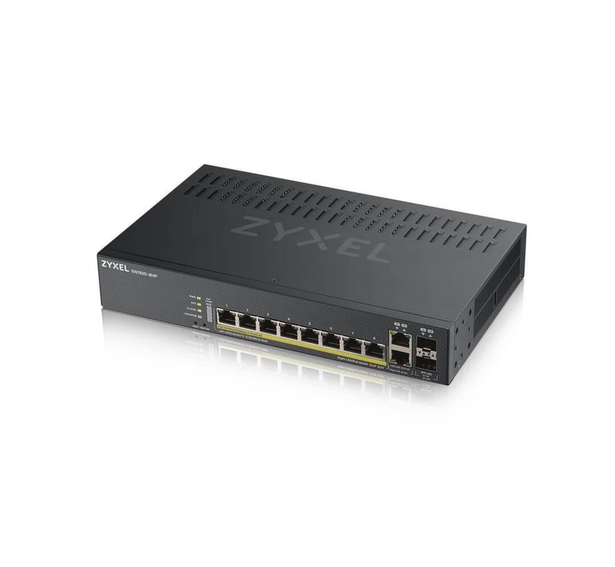 Zyxel GS1920-8HPV2 | Managed Switch | Gigabit Ethernet (10/100/1000) | Power over Ethernet (PoE) | Zwart