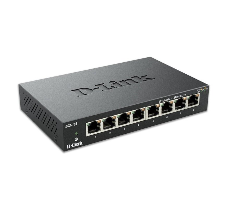 D-Link DGS-108 netwerk-switch Unmanaged Zwart