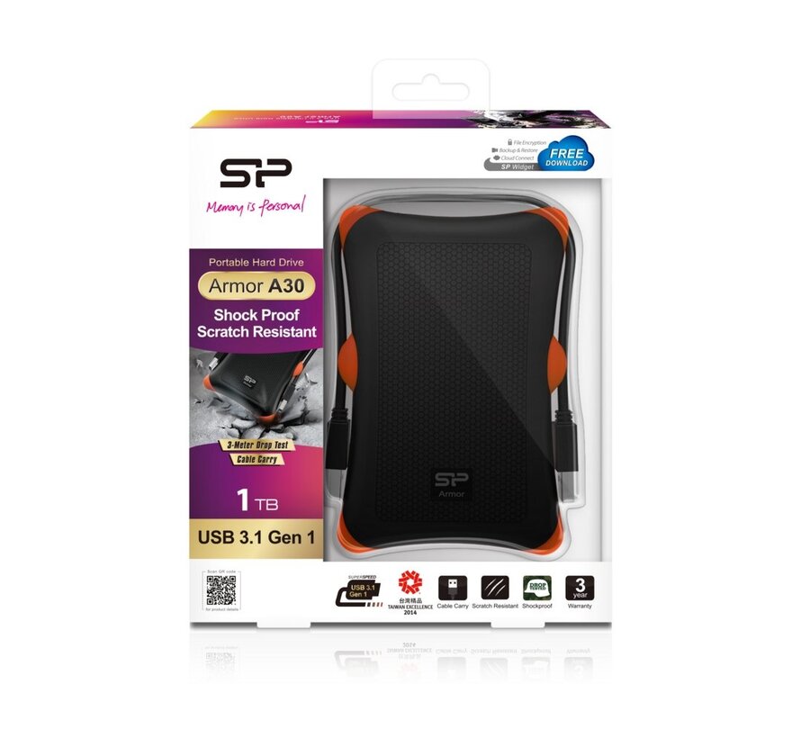 Rugged Armor Externe Harde Schijf | 1TB | USB 3.2 | Zwart