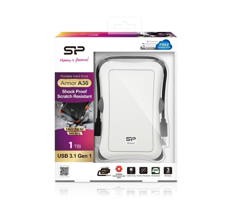 1TB Rugged Armor A30 schokbestendig, 2.5" USB 3.0 Military Grade Portable Hard Drive