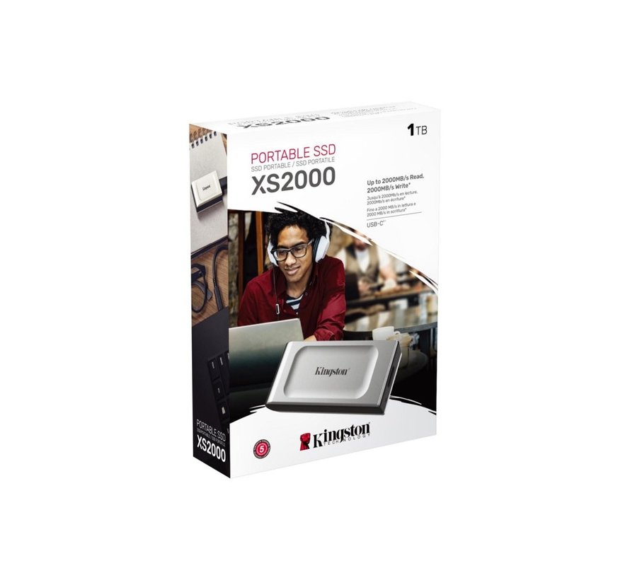 XS2000 | Externe SSD | 1TB | USB 3.2 Gen2x2 | 2.000MB/s Lezen | 2.000MB/s Schrijven | Zilver