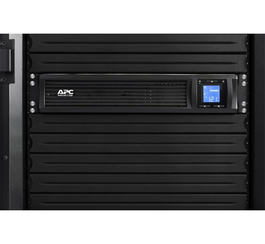 Smart-UPS SMC1000I-2UC | 1000 VA / 600 W | 2U Rackmount | 4x IEC C13 Stopcontacten | AVR Spanningsregeling | LCD-scherm | SmartConnect