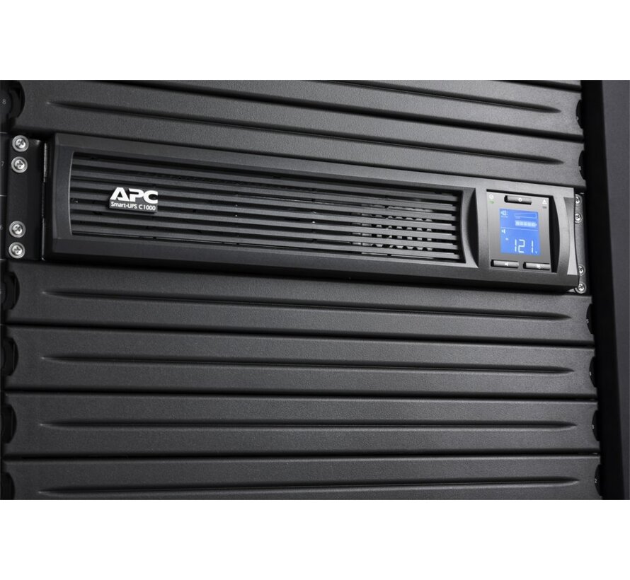 Smart-UPS SMC1000I-2UC | 1000 VA / 600 W | 2U Rackmount | 4x IEC C13 Stopcontacten | AVR Spanningsregeling | LCD-scherm | SmartConnect
