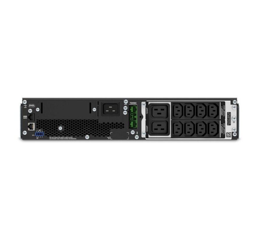 Smart-UPS SRT3000RMXLI | 3000 VA / 2700 W | 2U Rackmount | 8x IEC C13 & 2x IEC C19 Stopcontacten | Dubbele Conversie Online | Zuivere Sinusgolf |