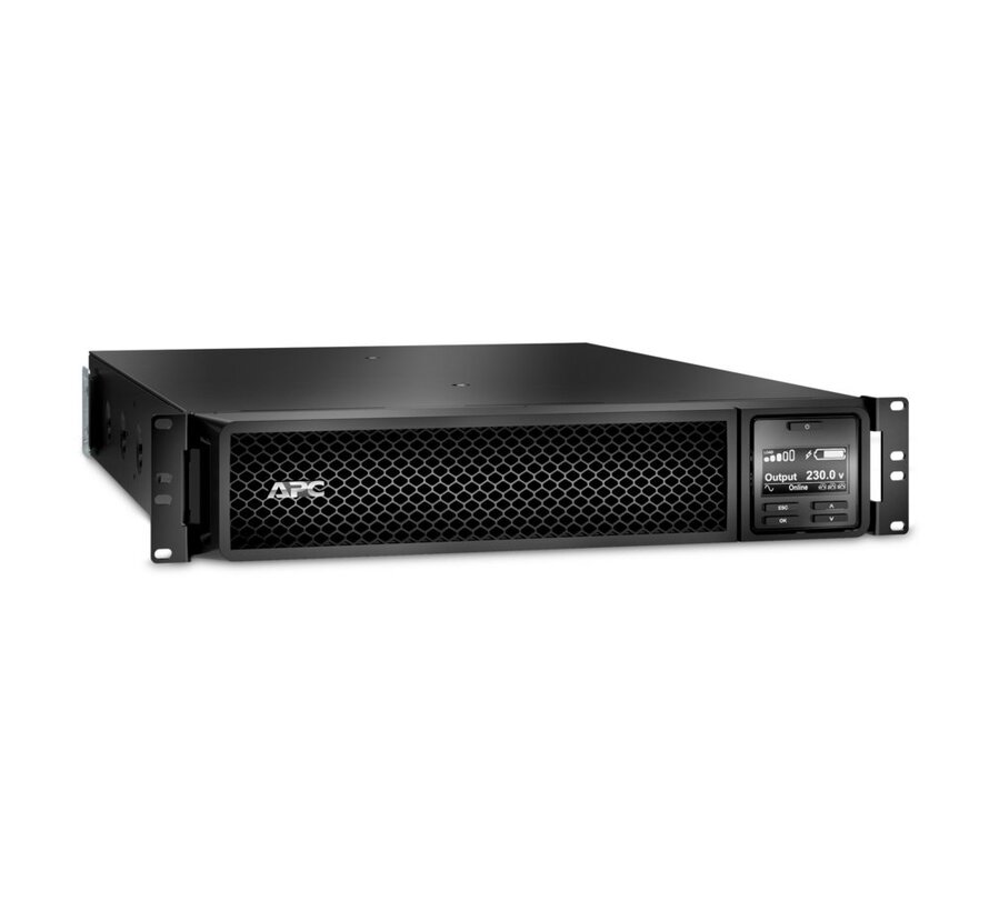 Smart-UPS SRT3000RMXLI-NC | 3000 VA / 2700 W | 2U Rackmount | 8x IEC C13 & 2x IEC C19 Stopcontacten | Zuivere Sinusgolf | Dubbele Conversie Online