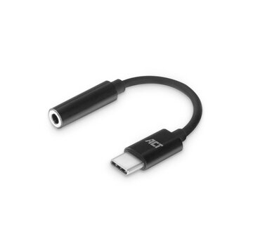 ACT AC7380 audio kabel tussenstuk 0,11 m 3.5mm USB Type-C Zwart