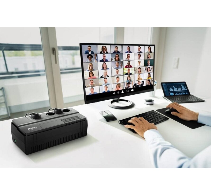 Easy UPS BV1000I-GR | 1000 VA / 600 W | 4x Schuko Stopcontacten | AVR Spanningstabilisatie | LED-Statusindicator | Compact Ontwerp