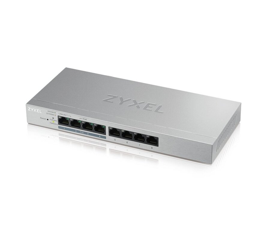 Zyxel GS1200-8HP v2 | Managed Switch | 8 Poorten | Gigabit Ethernet | PoE | Grijs
