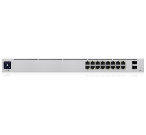 Ubiquiti UniFi USW-16-POE Gen2 | 16-poorts Managed L2/L3 Gigabit Switch | 8x PoE+ (802.3at) | 2x SFP | 42W PoE-budget | Fanless | 1U Rackmount