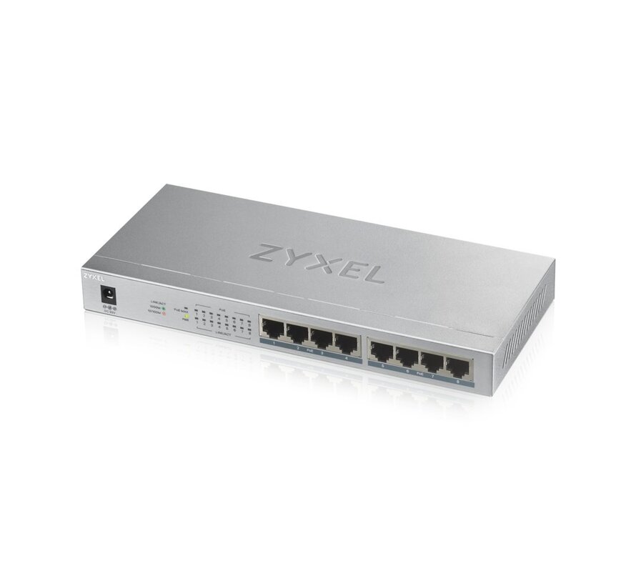 Zyxel GS1008HP | Unmanaged Switch | 8 Poorten | Gigabit Ethernet | PoE