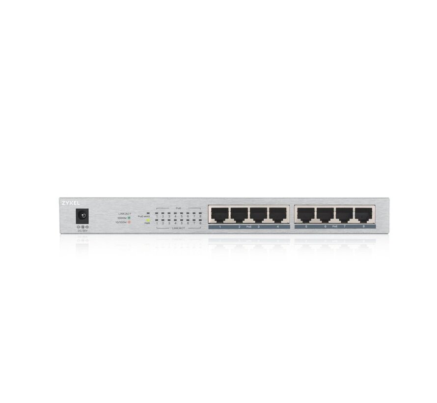 Zyxel GS1008HP | Unmanaged Switch | 8 Poorten | Gigabit Ethernet | PoE