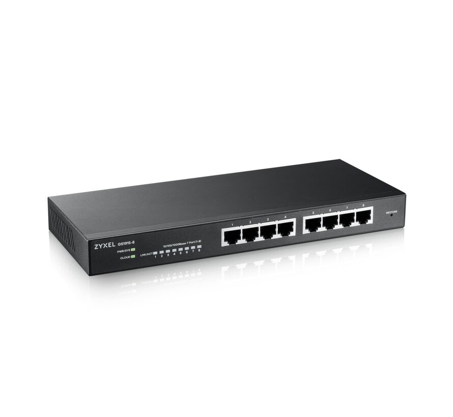Zyxel GS1915-8 | Managed L2 Switch | 8 Poorten | Gigabit Ethernet