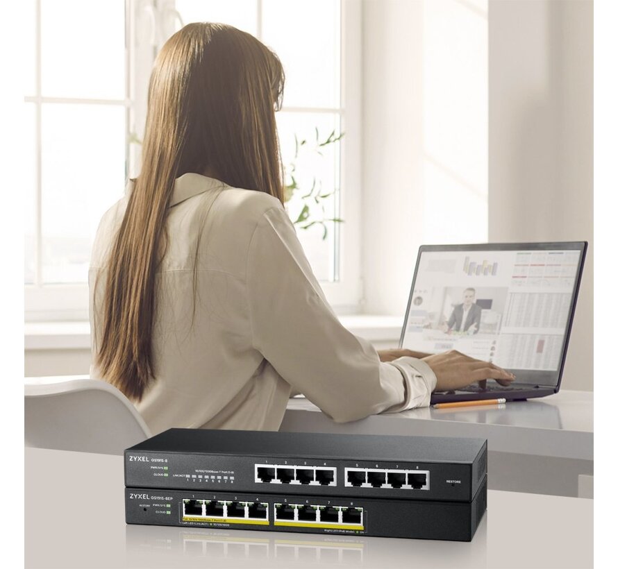 Zyxel GS1915-8 | Managed L2 Switch | 8 Poorten | Gigabit Ethernet