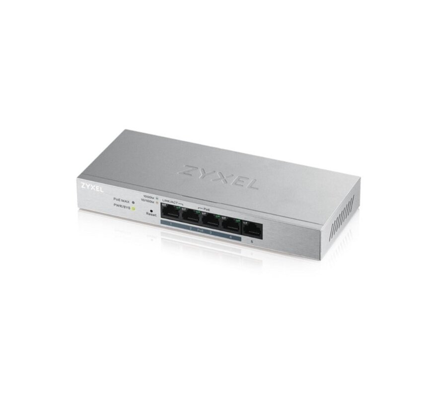 Zyxel GS1200-5HP v2 | Managed Switch | 5 Poorten | Gigabit Ethernet | PoE