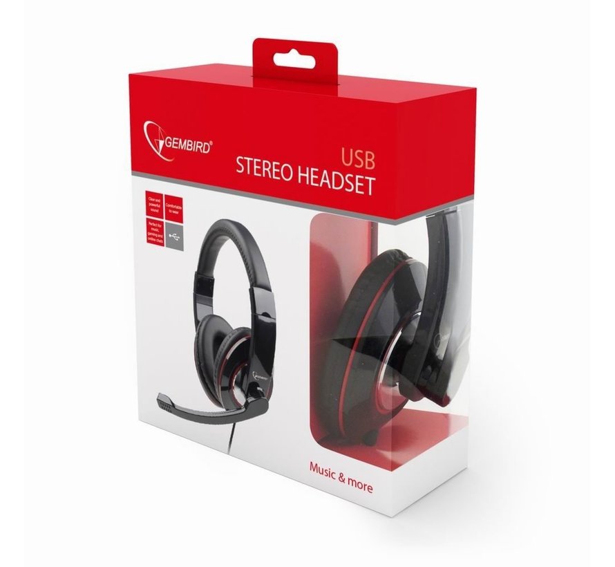 MHS-001 | Bedrade On-Ear Headset USB-A | Zwart