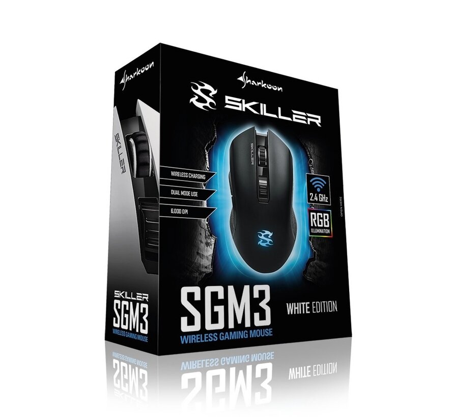 Skiller SGM3 | Draadloze Gaming Muis | Rechtshandig | RF + USB-A | 6000 DPI | Zwart