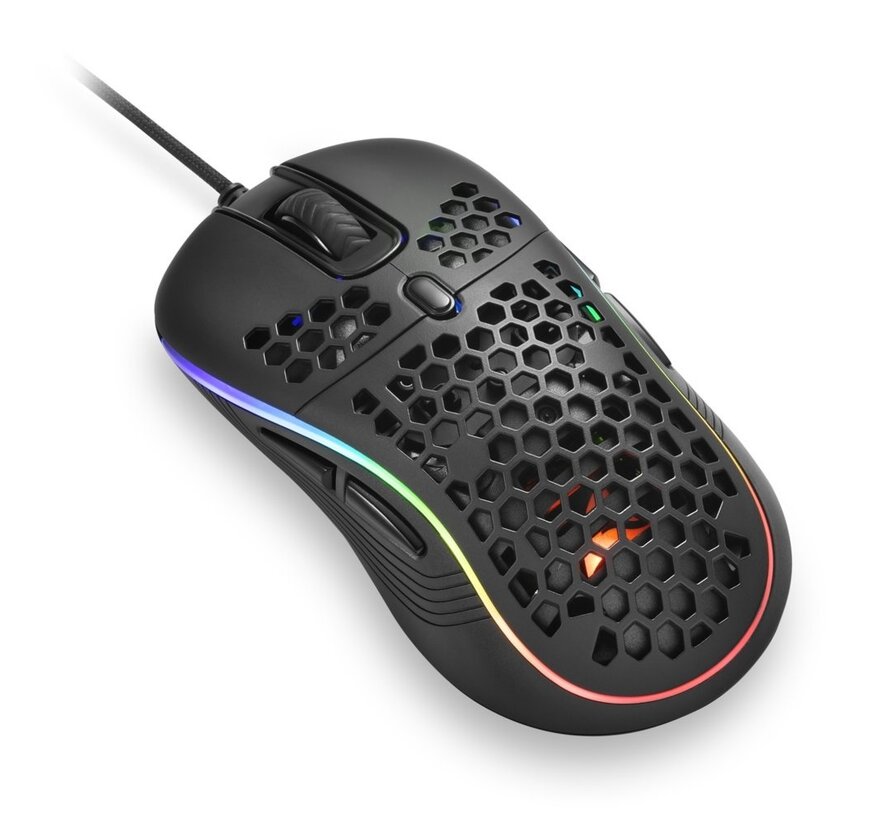 Light² S | Bekabelde Gaming Muis | Links- en Rechtshandig | USB-A | 6200 DPI | Zwart