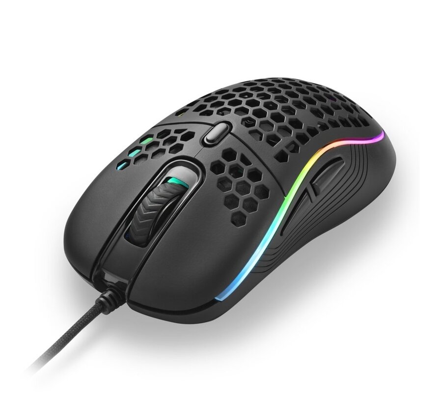 Light² S | Bekabelde Gaming Muis | Links- en Rechtshandig | USB-A | 6200 DPI | Zwart