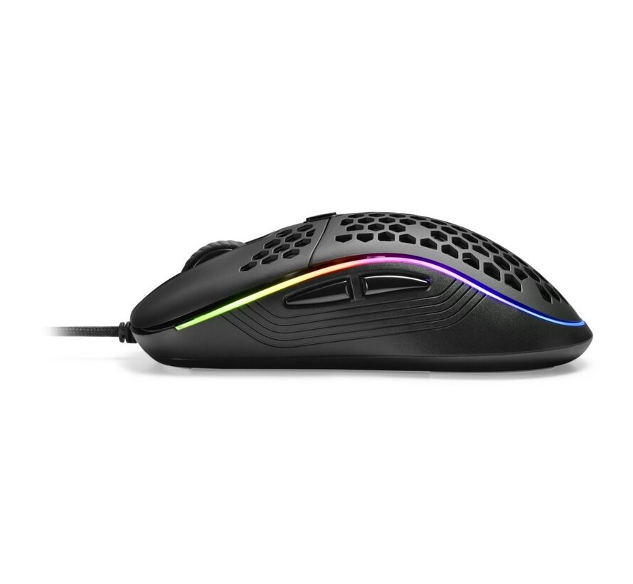 Light² S | Bekabelde Gaming Muis | Links- en Rechtshandig | USB-A | 6200 DPI | Zwart