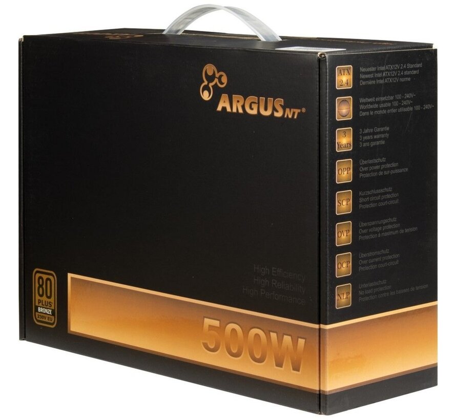 ArgusNT BPS-500 | 500 Watt Bronze ATX PSU | Power Supply | Voeding