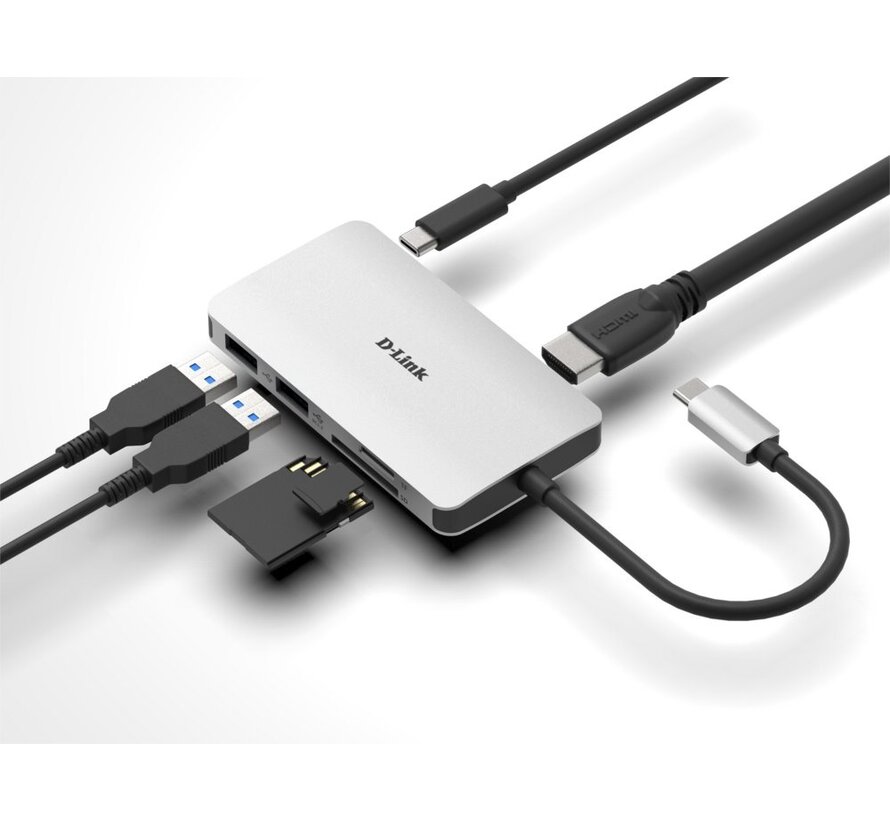 D-Link DUB-M610 | Docking Station & Poortreplicator | USB-C 3.2 Gen 1 | Aluminium/Zwart