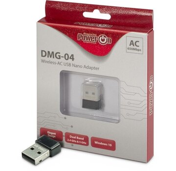 Inter-Tech DMG-04 | Wi-Fi 5 USB Nano Adapter | 433 Mbps (5 GHz) / 200 Mbps (2,4 GHz) | USB 2.0 | Zwart