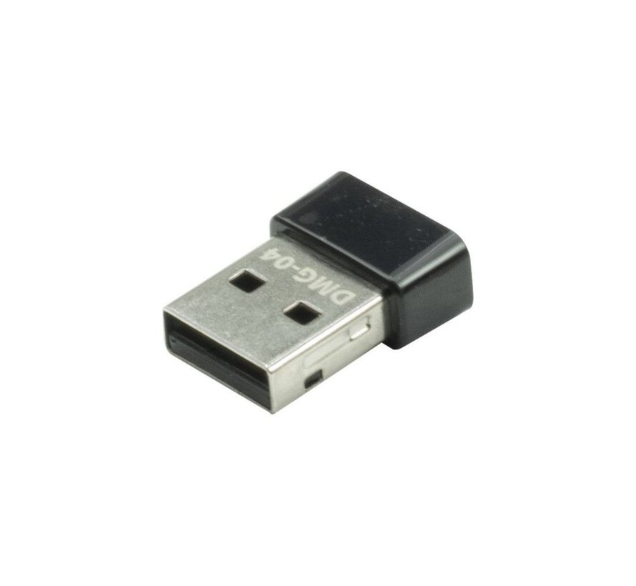 DMG-04 | Wi-Fi 5 USB Nano Adapter | 433 Mbps (5 GHz) / 200 Mbps (2,4 GHz) | USB 2.0 | Zwart