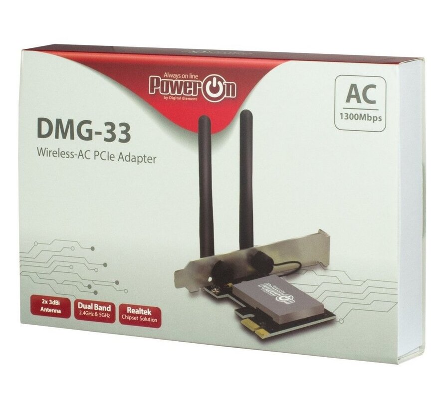 DMG-33 | Wi-Fi 5 PCIe Adapter | Dual-band (2,4 GHz / 5 GHz) | 1300 Mbps | PCIe x1