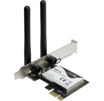 Inter-Tech DMG-32 | Interne WLAN-adapter | PCIe x1 | Wi-Fi 5 (802.11ac) | Dual-band 2,4 & 5 GHz | 650 Mbps | 2x 2dBi antennes