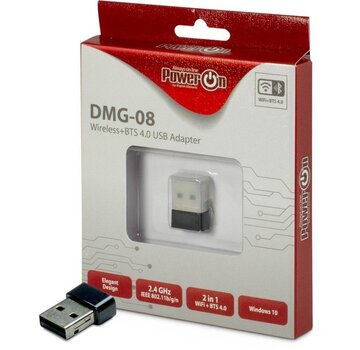 Inter-Tech DMG-08 | Wi-Fi 4 & Bluetooth 4.0 USB Adapter | 150 Mbps | 2,4 GHz | USB 2.0 | Zwart