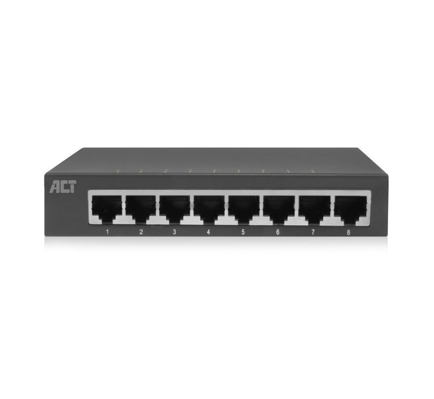 AC4418 | Unmanaged Switch | 8 Poorten | Gigabit Ethernet | Grijs | Plug & Play