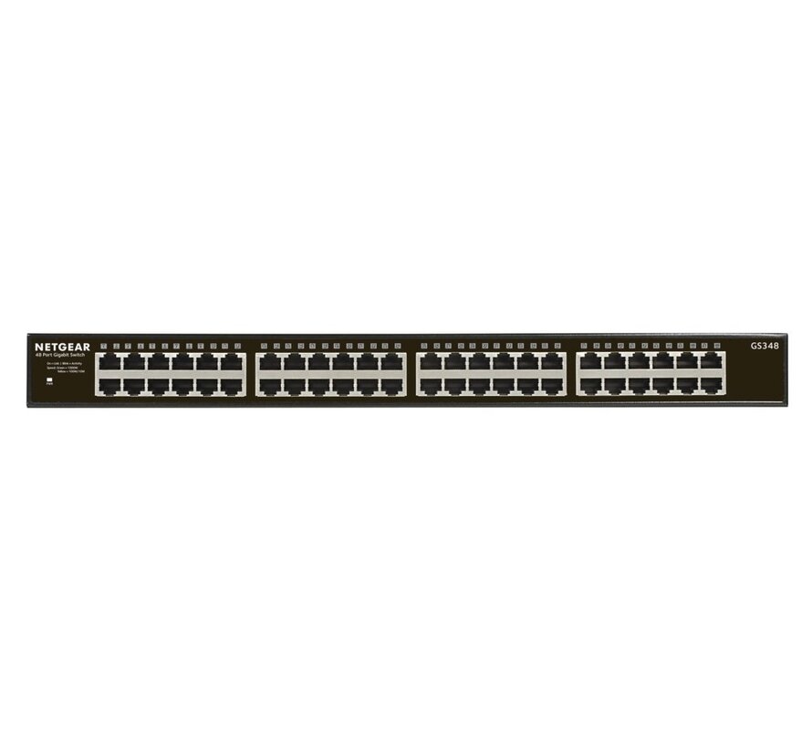 NETGEAR GS348 Unmanaged Gigabit Ethernet Switch | 48 Poorten | 1U Rackmount