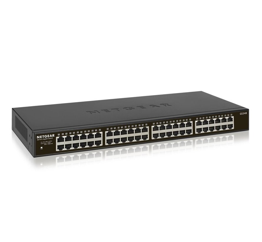 NETGEAR GS348 Unmanaged Gigabit Ethernet Switch | 48 Poorten | 1U Rackmount