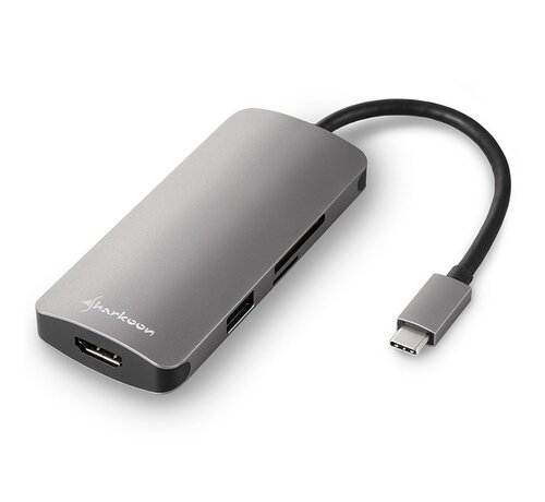 Sharkoon USB 3.0 Type C Multiport Adapter USB 3.2 Gen 1 (3.1 Gen 1) Type-C Grijs