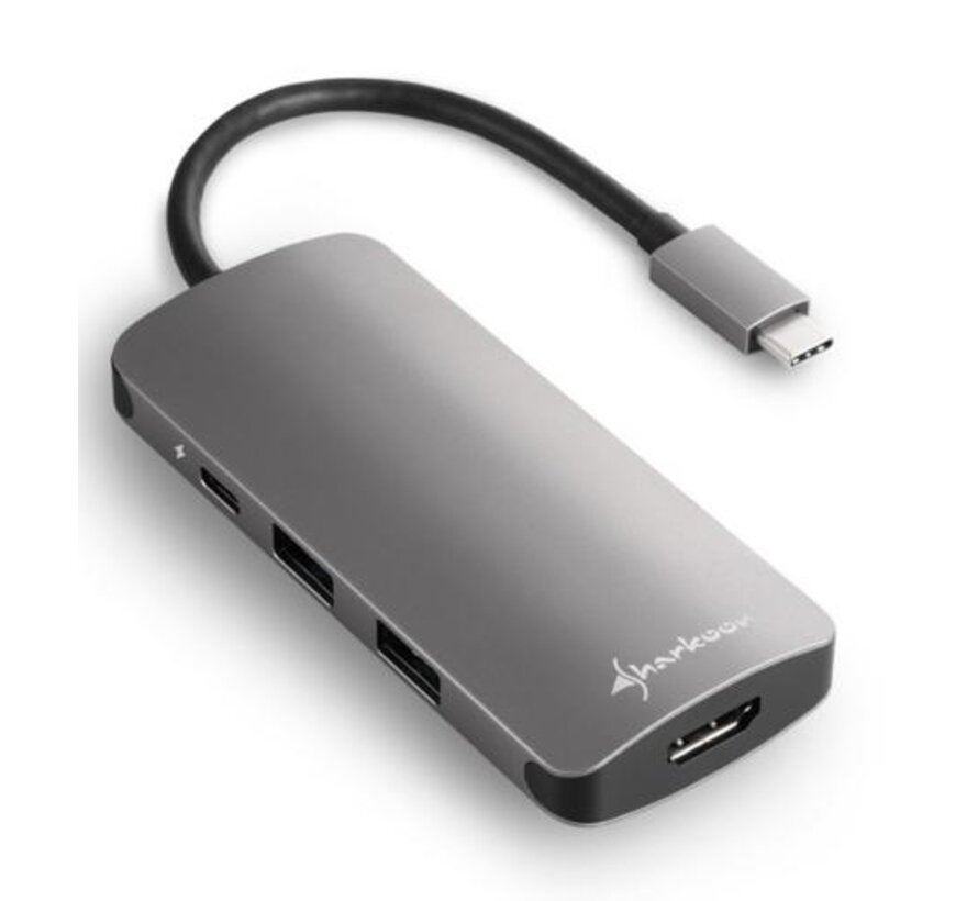 USB 3.0 Type C Multiport Adapter USB 3.2 Gen 1 (3.1 Gen 1) Type-C Grijs