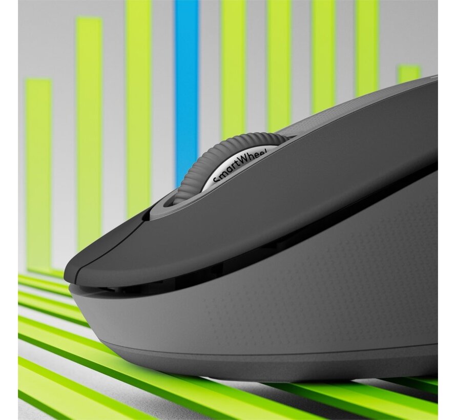 Signature M650 | Linkshandige Draadloze Muis | RF-Draadloos + Bluetooth | 2000 DPI | Grafiet