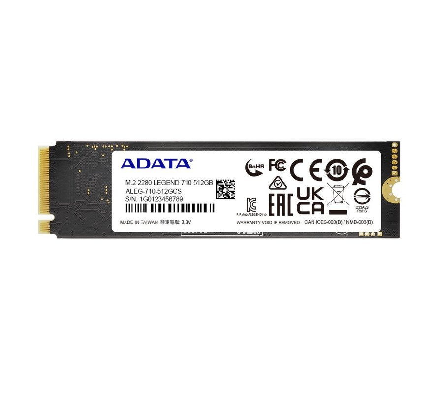 ADATA Legend 710 | 512GB NVMe SSD | M.2 Gen3 | 2.400MB/s Lezen | 1.600MB/s Schrijven