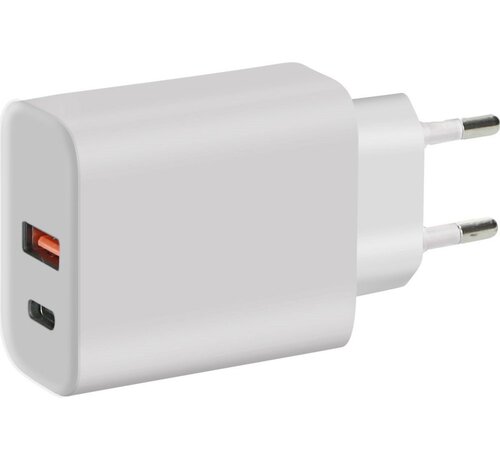 Mobiparts Wall Charger | 2-Poorts USB-C & USB-A Oplader 45W met Fast Charge | Wit