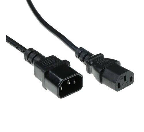 ACT 230V Aansluitkabel | C13 naar C14 | 1,8 m | Zwart | Stroomsnoer voor Apparatuur & UPS
