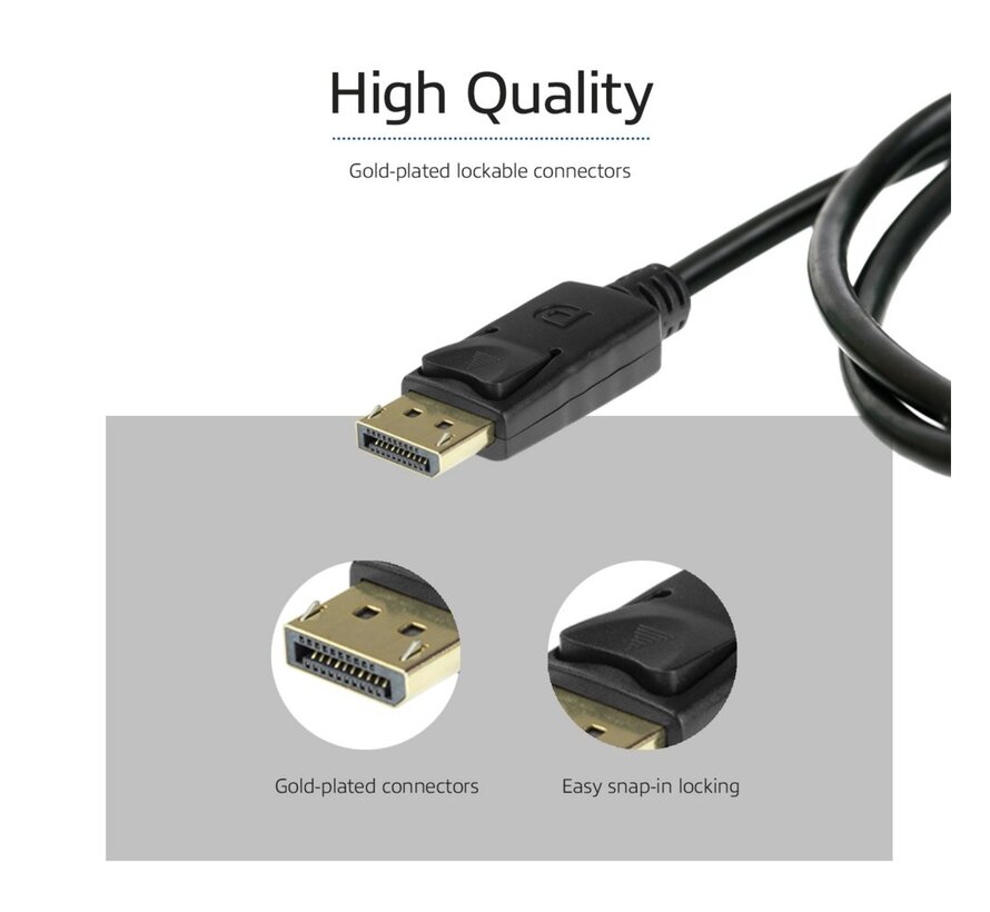 AK4074 DisplayPort kabel 3 m Zwart